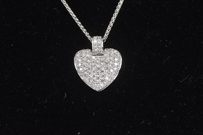 Lot 1200 - An 18ct white gold diamond chip heart shaped...