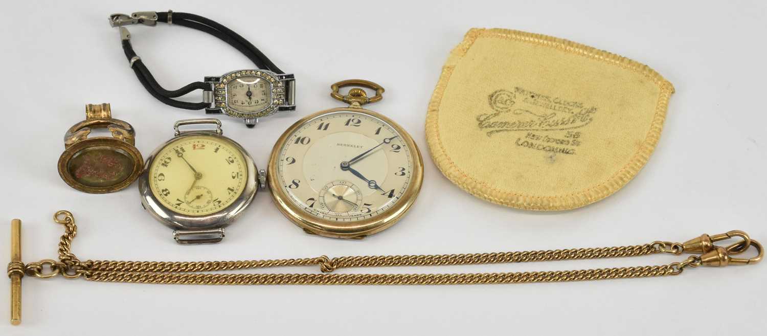 Lot 1604 - BERKELEY; a gold plated slimline pocket watch,...