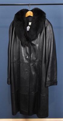 Lot 861 - EL CORTE INGLES; a knee length black calf skin...