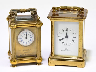 Lot 2614 - MATTHEW NORMAN; a brass cased carriage clock,...