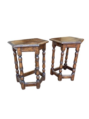 Lot 2225 - A pair of reproduction oak pentagon shaped...