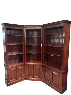 Lot 2202 - A large reproduction three section bookcase,...