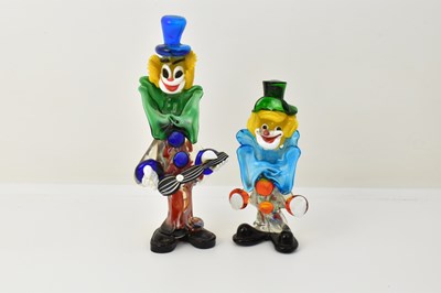 Lot 302 - Two Murano-style glass clowns, the tallest...