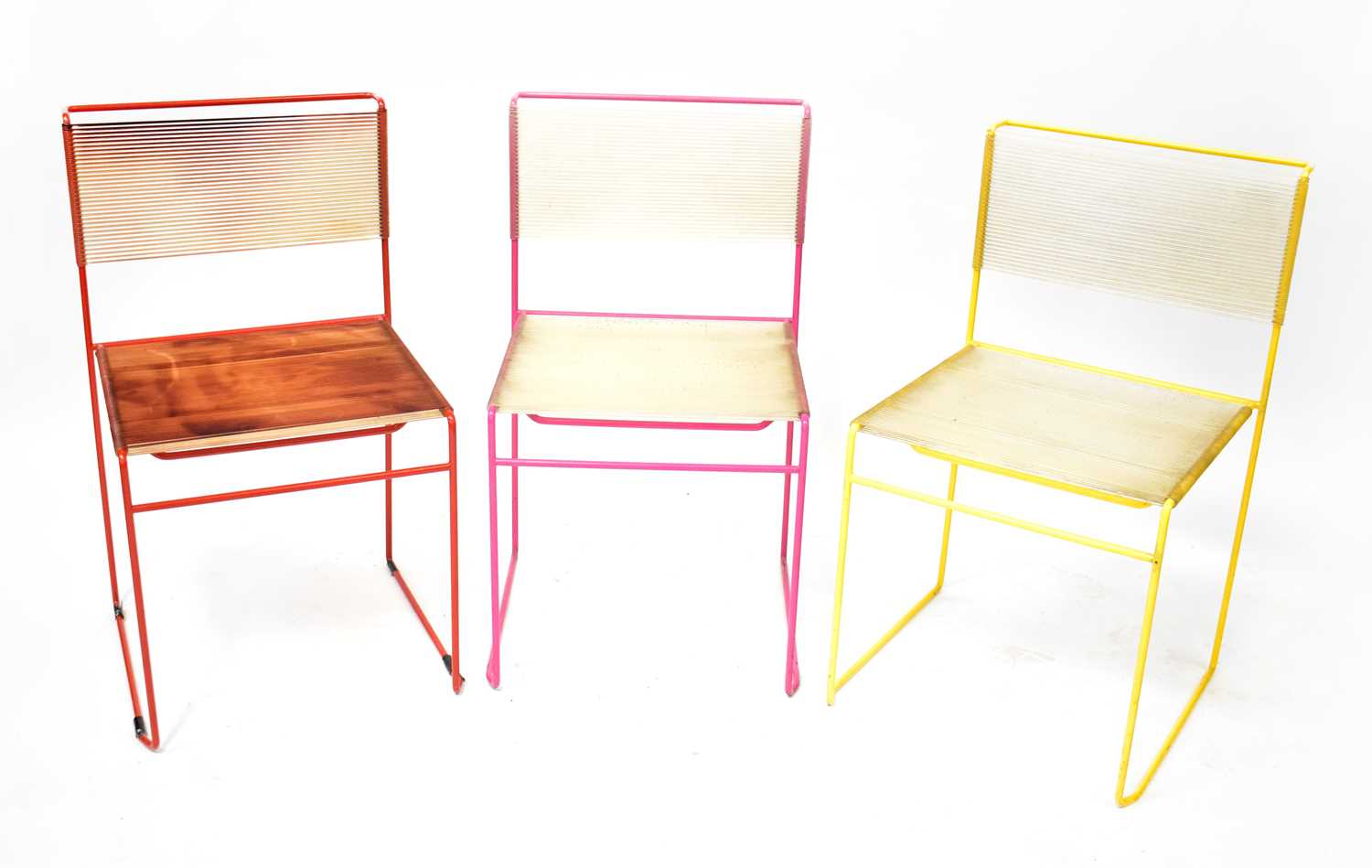 Lot 7 - BELOTTI; three 'Spaghetti' chairs, each with...