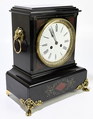Lot 2629 - A Victorian slate and marble mantel clock,...