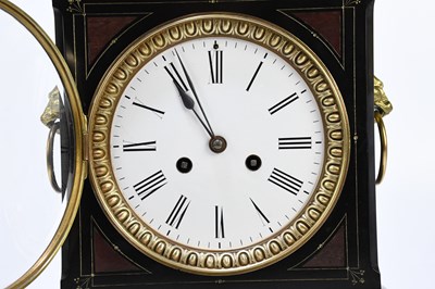 Lot 2629 - A Victorian slate and marble mantel clock,...