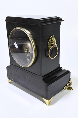 Lot 2629 - A Victorian slate and marble mantel clock,...