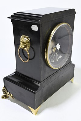 Lot 2629 - A Victorian slate and marble mantel clock,...