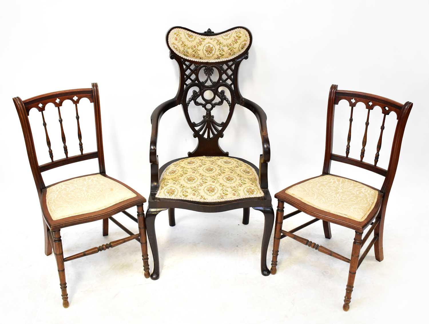 Lot 39 - Two Edwardian spindle-back bedroom chairs and...
