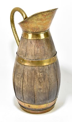 Lot 127 - A late 19th/early 20th century coopered oak and brass harvest jug