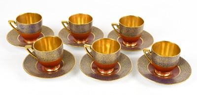 Lot 627 - CARLTONWARE; a set of six Art Deco coffee cans...