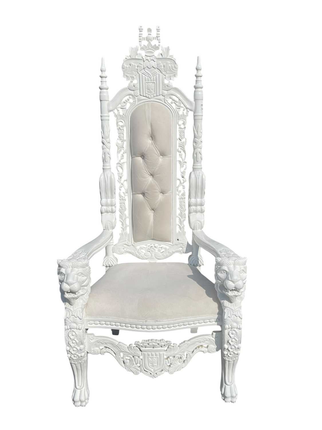 Lot 2080 - A large white painted throne chair,...