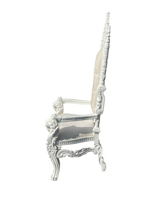 Lot 2080 - A large white painted throne chair,...