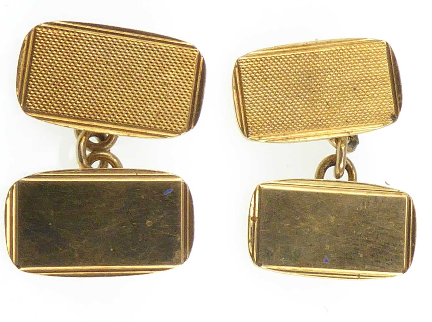 Lot 1202 - A vintage pair of 9ct gold cufflinks with...