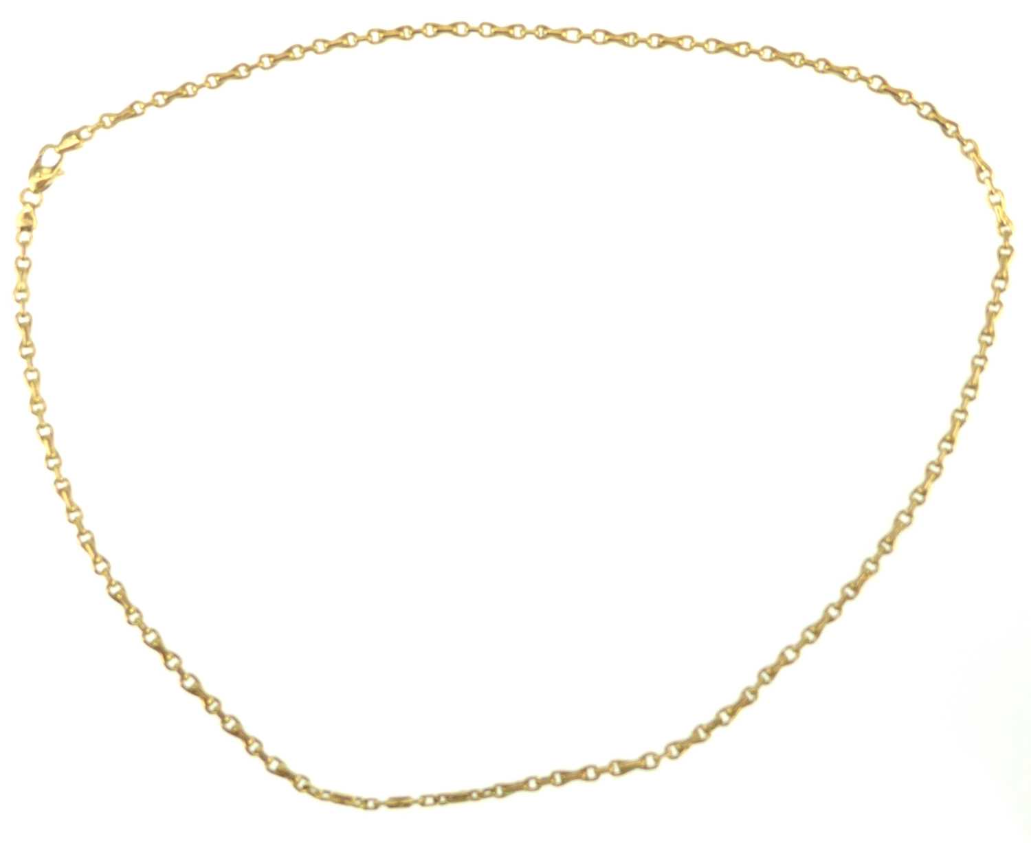 Lot 1161 A 9ct gold necklace with lobster claw clasp,