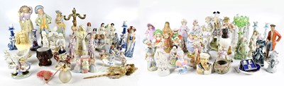 Lot 425 - A collection of 19th century and later Continental and English ceramic figures