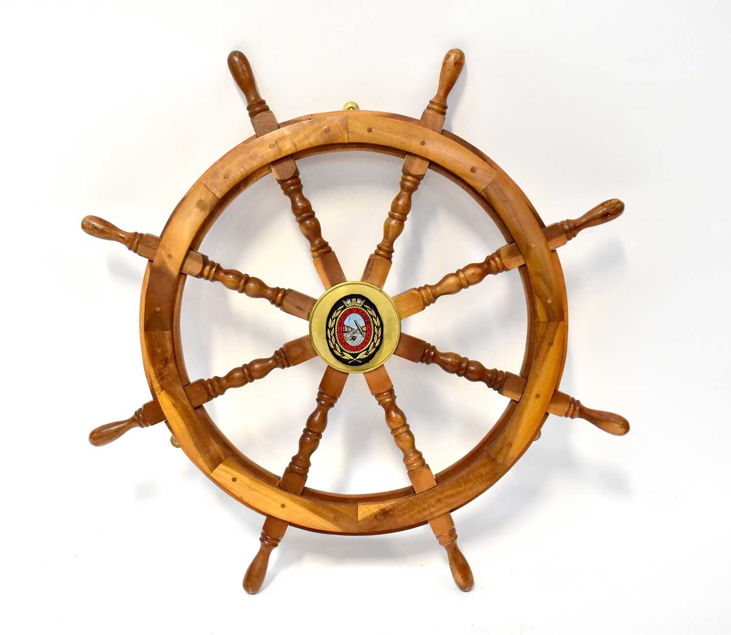 Lot 281 - A contemporary ship's wheel with brass hub,...