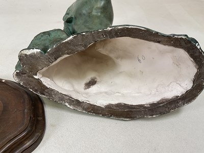 Lot 193 - FAYAR; a green patinated painted plaster bust...