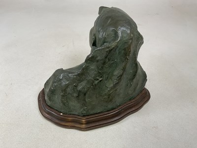 Lot 193 - FAYAR; a green patinated painted plaster bust...
