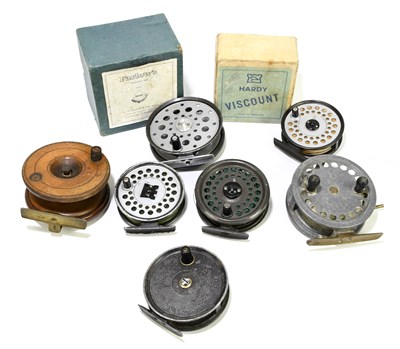 Lot 216 - Seven fly fishing reels to include a Hardy...