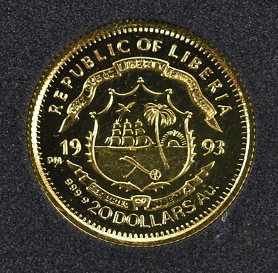 Lot 1444 - A Republic of Liberia twenty dollar 1993 gold...