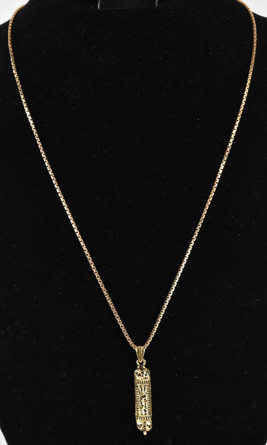 Lot 1416 - A 9ct gold Egyptian style necklace pendant,...