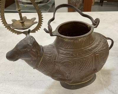 Lot 807 - A modern Indian bronze Sukunda oil lamp...