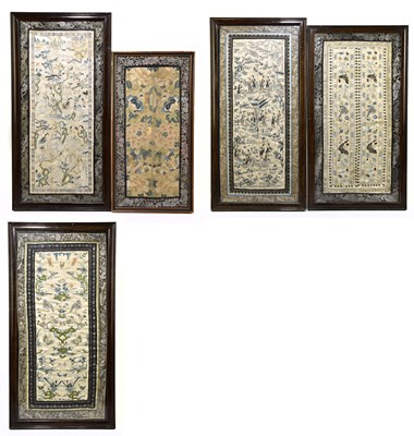 Lot 648 - Five 19th century Chinese tapestry panels