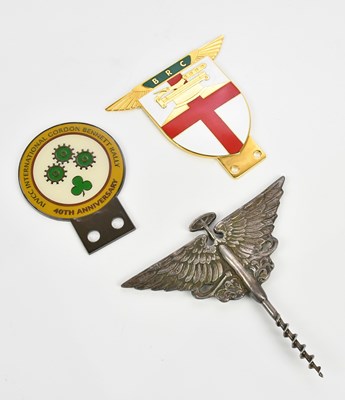 Lot 1361 - An Austin corkscrew and two car badges (3).