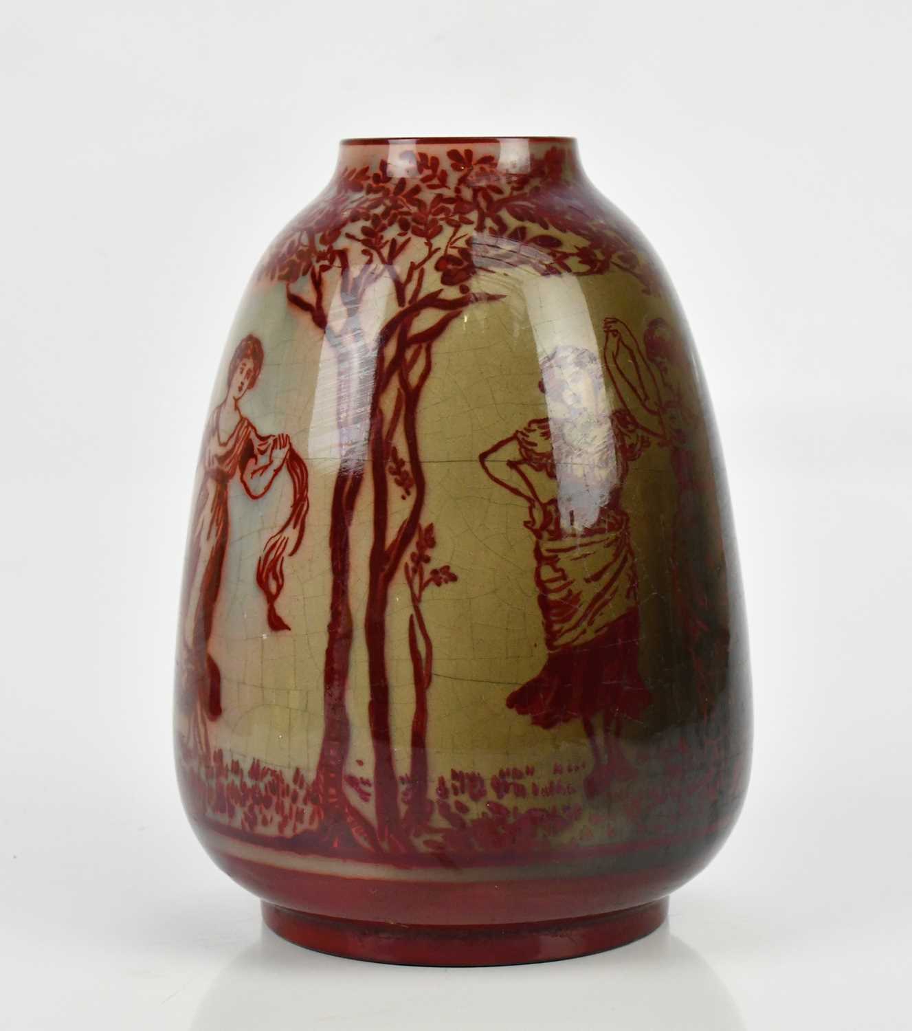 Lot 471 - BERNARD MOORE; a flambé vase, decorated with...