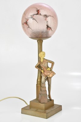 Lot 343 - An Art Deco patinated spelter bronzed and...