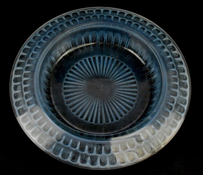 Lot 198 - RENE LALIQUE; a blue frosted glass bowl...