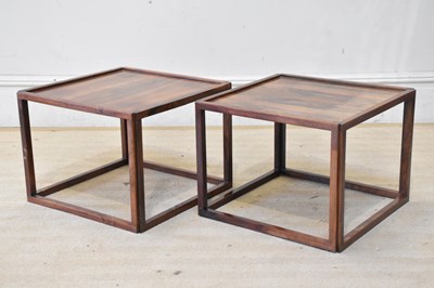 Lot 1023 - A pair of mid century rosewood 'Cube' coffee...