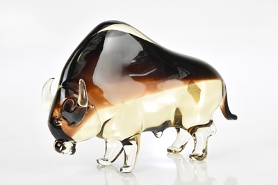 Lot 323 - MURANO; a large amber and clear glass model of...