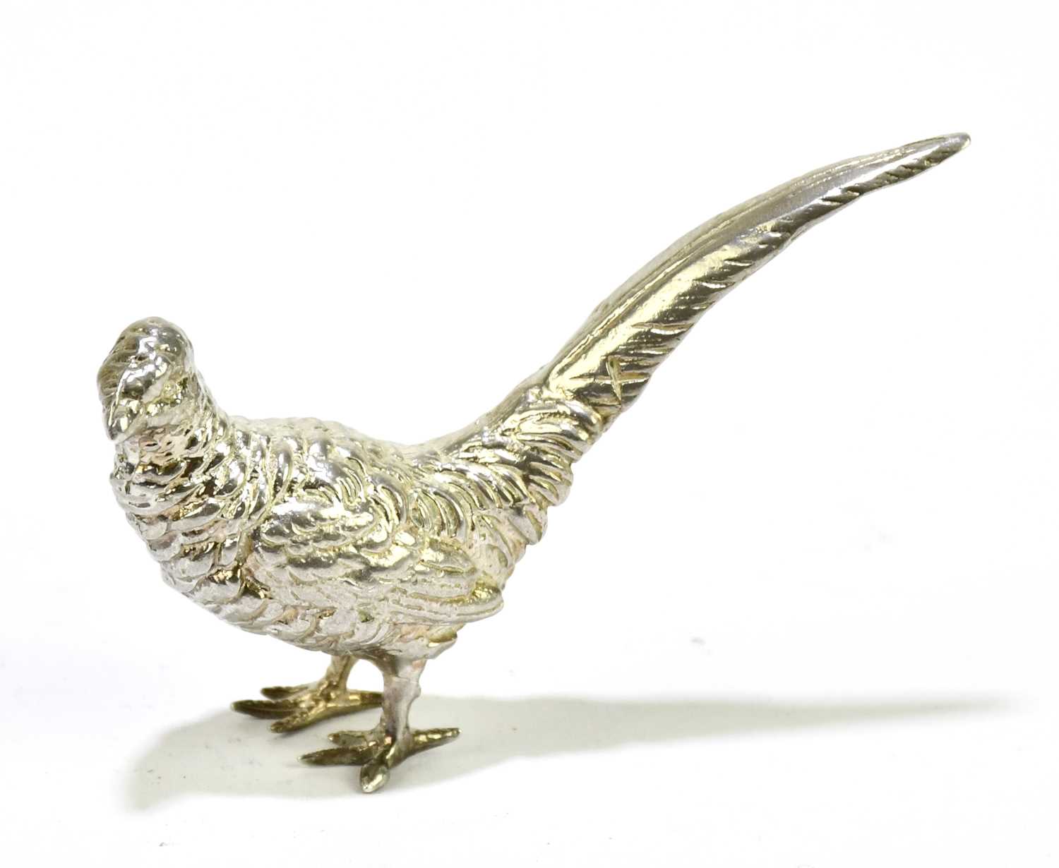 Lot 2573 - A modern cast silver model of a pheasant...