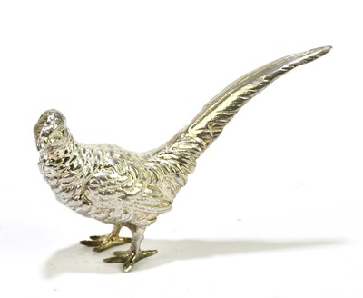 Lot 2573 - A modern cast silver model of a pheasant...