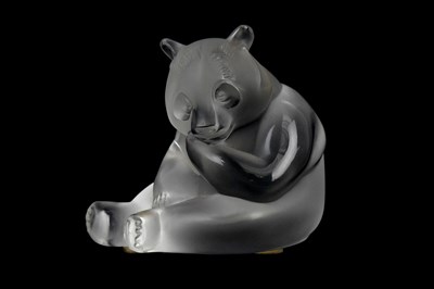 Lot 297 - LALIQUE; a figure of a panda, height 6.5cm,...