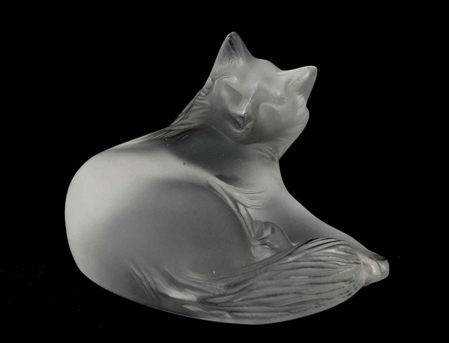 Lot 296 - LALIQUE; a figure of a cat, 'Heggie', length...
