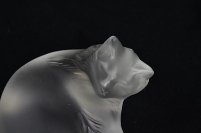 Lot 296 - LALIQUE; a figure of a cat, 'Heggie', length...