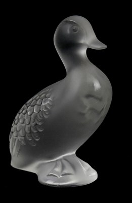 Lot 288 - LALIQUE; a 'Happy Duck' glass figure, height 6....