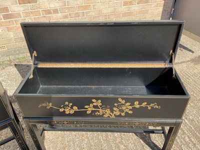 Lot 38 - A pair of modern Japanese black lacquer effect...