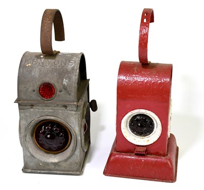 Lot 69 - KENYONS; a pair of vintage signal lamps, each...