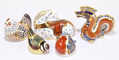 Lot 537 - ROYAL CROWN DERBY; five animal form...