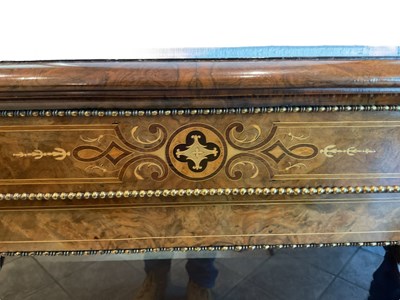 Lot 7 - A pair of Victorian walnut and inlaid ormolu...
