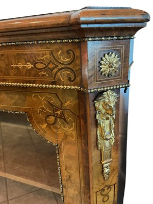 Lot 7 - A pair of Victorian walnut and inlaid ormolu...