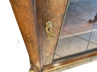 Lot 7 - A pair of Victorian walnut and inlaid ormolu...