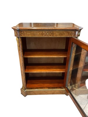 Lot 7 - A pair of Victorian walnut and inlaid ormolu...