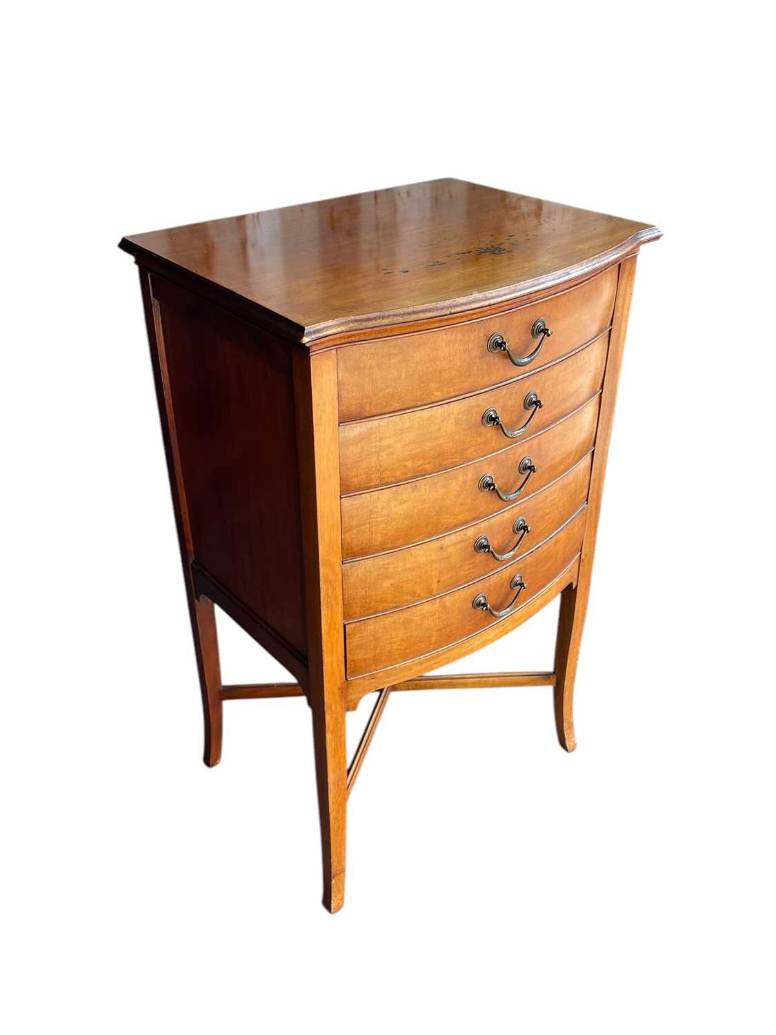 Lot 2210 - An Edwardian mahogany bowfront music chest,...
