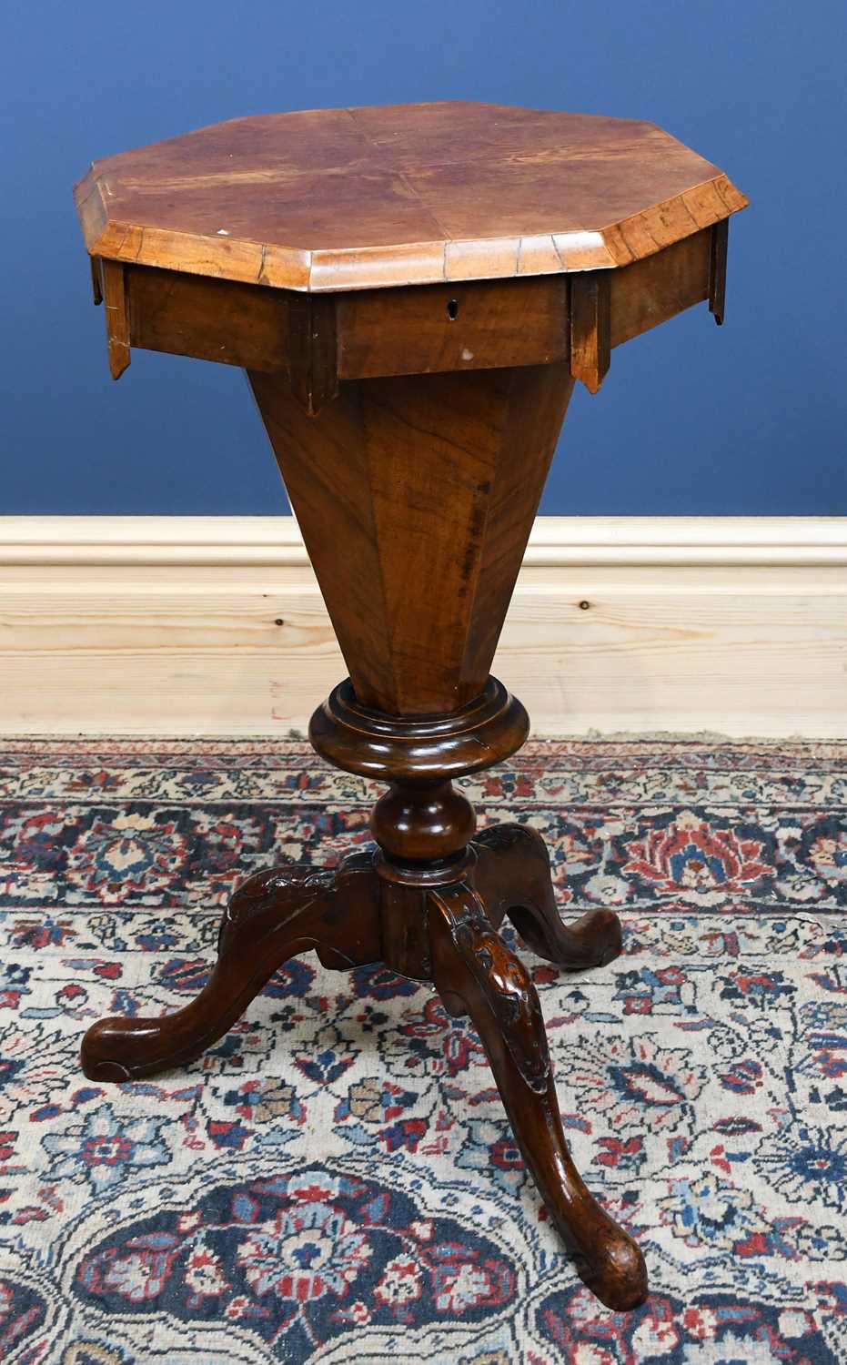 Lot 2770 A Victorian walnut octagonal sewing table,