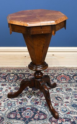 Lot 2770 - A Victorian walnut octagonal sewing table, the...